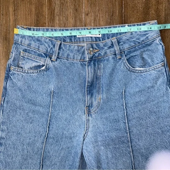 Zara Cropped Wide Leg Jeans high rise blue - Picture 5 of 12